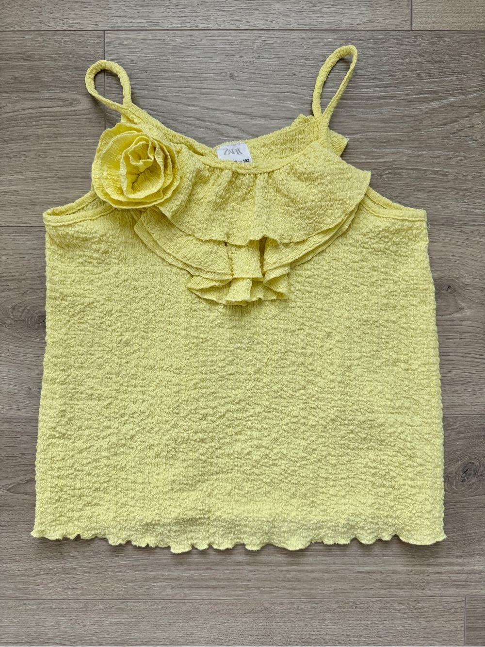 Zara Girls Yellow Ruffled Flower Tank Top